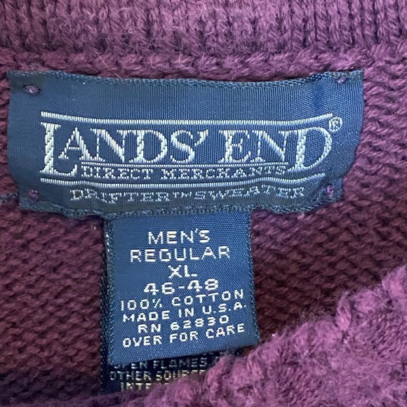 Vintage Lands End Mens Golf Sweater XL Purple Crew Neck Eclectic Grandpa USA - Picture 3 of 6